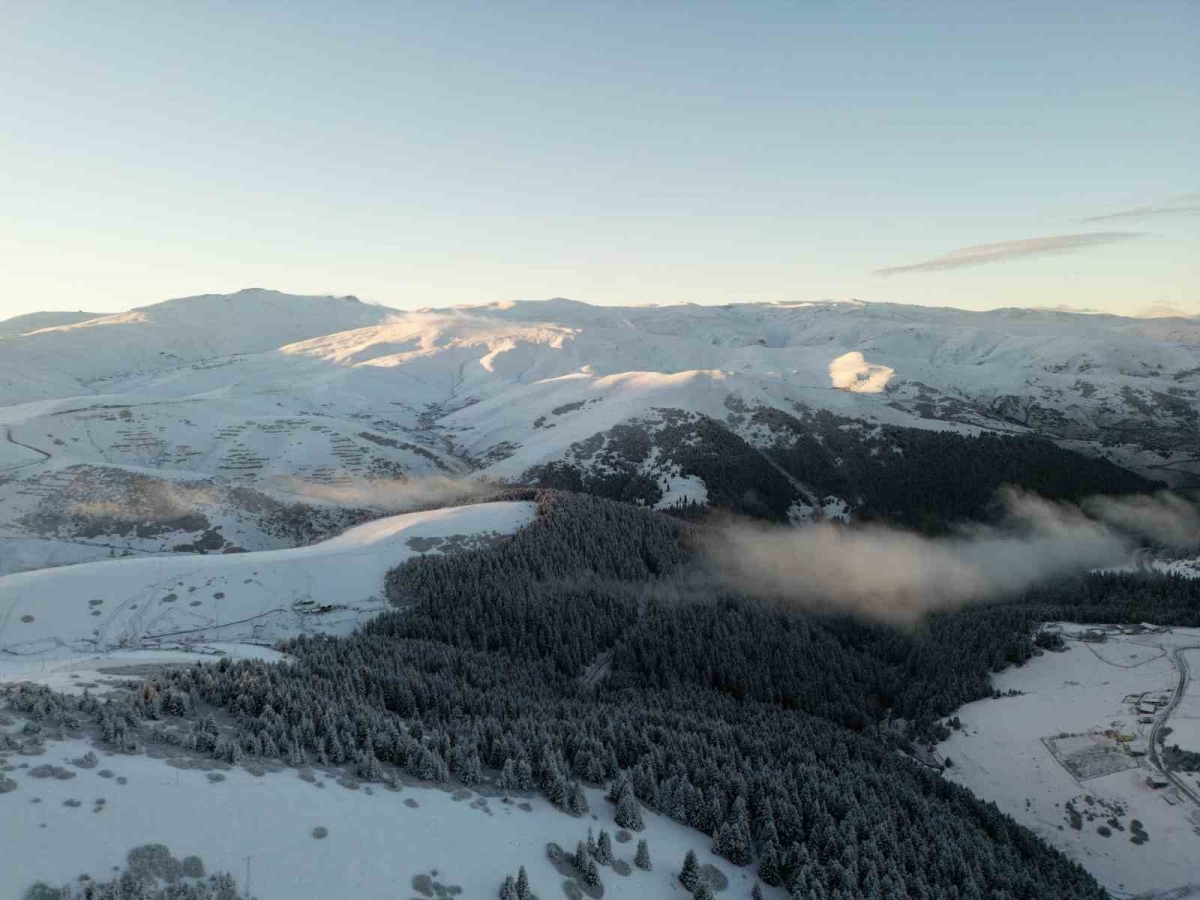 Giresun yaylalarından kartpostallık kar manzaraları
