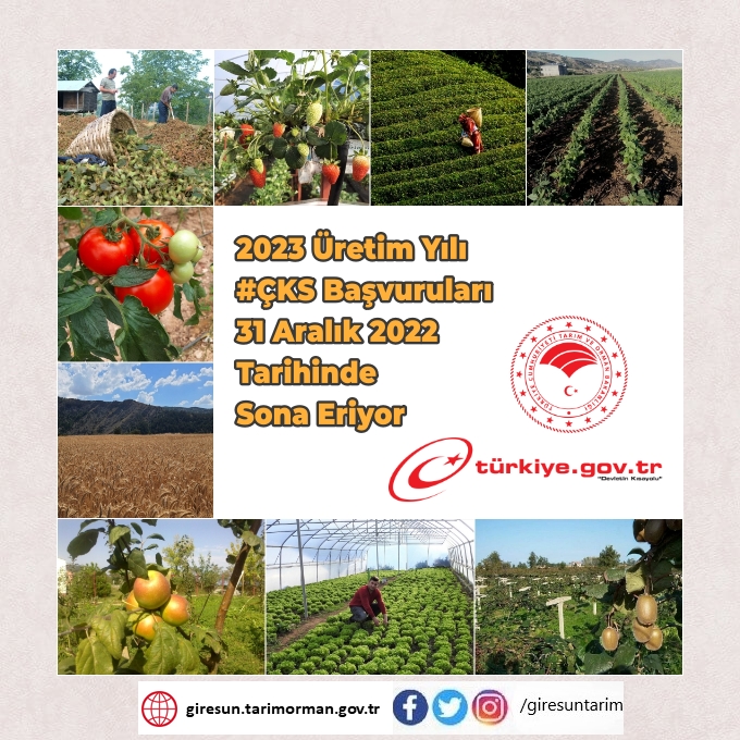 2023 Üretim Yılı ÇKS Başvuruları 31 Aralık 2022 Tarihinde Sona Eriyor