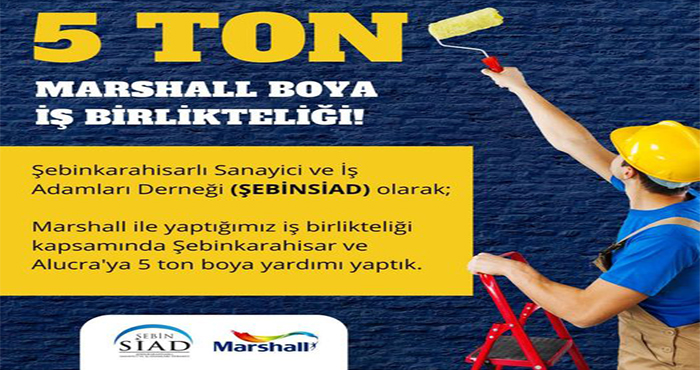ŞEBİNSİAD, Marshall işbirliği ile Şebinkarahisar ve Alucra’ya 5 Ton boya gönderdi