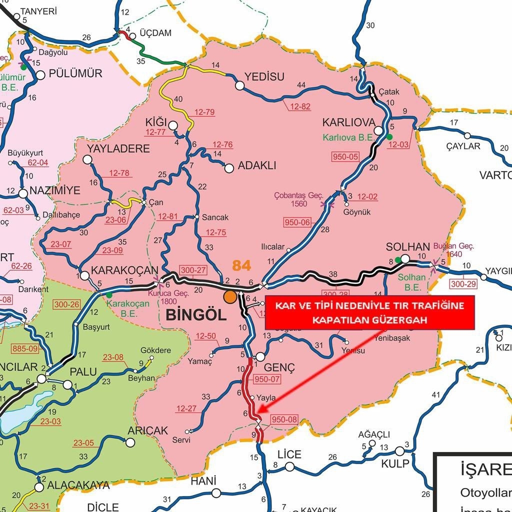 Bingöl - Diyarbakır kara yolu tır trafiğine kapatıldı
